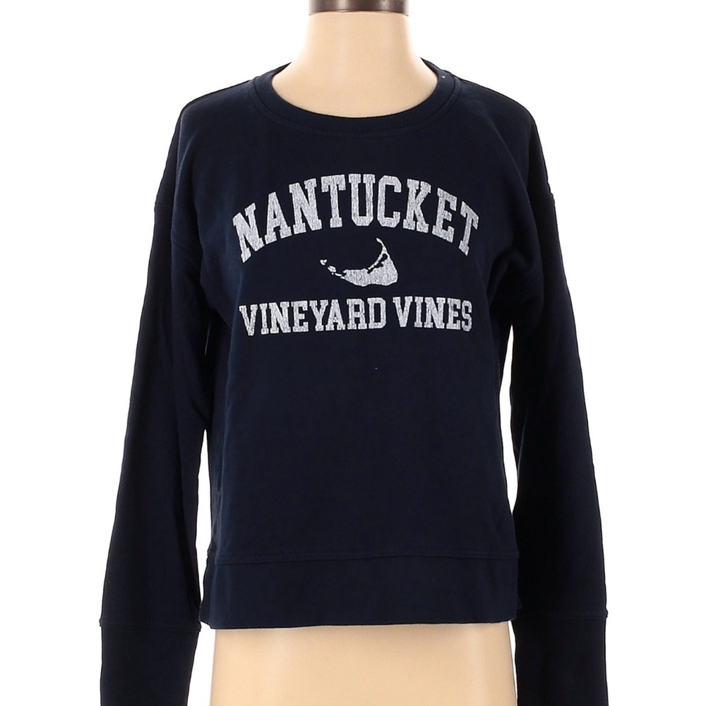 Vineyard Vines Navy Nantucket Crewneck Sweatshirt with White Logo